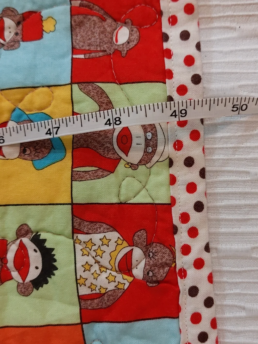 Sock Monkey Multicolor Patchwork Throw Blanket - Quilted Home Accent 49